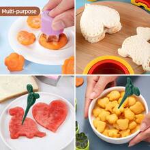 11pcs Sandwich Cutter And Sealer Set, Stainless Steel Sandwich Cutter Set, Pocket Mold Cartoon Bread Mold Toaster Mold, Cookie Cutter, Cute Bear Shaped Sandwich Bread Mold, Fruit Labels, Demold Labels, Cleaning Brush, Creative Shapes - Dinosaur, Heart, Star, Round, Bear, Fruit & Vegetable Cutters