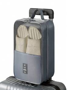 Sac de rangement pour chaussures portable de grande capacité pour les voyages - peut contenir 3 paires de chaussures, organisateur durable, anti-poussière et respirant avec une poignée ergonomique, gris/noir, organisateur de rangement pour chaussures, équipement de voyage compact, conception pratique, organisateur de rangement pour chaussures - Multicolore - Voir 13
