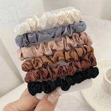 6pcs Korean-Style Satin Scrunch - Loose & Gentle Hair Ties For Buns, Ponytails & Braids (Non-Slip Elastic) - 1 - Xem 1