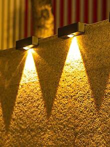 4/2/1个户外太阳能灯，IP65防水，户外太阳能壁灯，装饰太阳能花园灯，暖白光，LED户外壁灯，太阳能围栏灯，阳台装饰太阳能灯