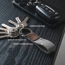 VULKIT Llavero de piel genuino para hombres y mujeres Accesorios de transporte diario - Negro/Espresso - Ver 4