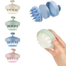1pc Massage Hair Brush, Wheat Straw Head Massage Brush, Silicone Shampoo Brush, Cleaning Bath Brush Hair Styling Tool, Suitable For All Hair Types, Men & Women Hair Care Tool, Wet & Dry Hair Applicable, Girl Gift (Pink, Beige) - Multicolor - View 1