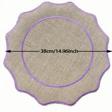 2件装亚麻质感刺绣花卉餐垫，简约刺绣餐垫，贝壳刺绣边餐垫，晾干垫，隔热垫 - 彩色 - 查看 6