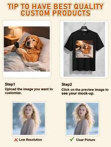 定制男女通用T恤,休闲宽松版型,适合春夏季节、度假、户外活动,可个性化定制图案,上传您的照片/情侣照/全家福/宠物照/朋友照/风景照,男士圆领短袖黑色上衣,节日/生日/周年纪念照片定制礼物,个性化休闲T恤,春夏季短袖 - 黑色 - 查看 5