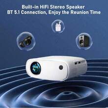 1080P原生分辨率户外电影投影仪，全高清家庭影院视频投影仪，最大可投射150英寸大屏幕，兼容高清/USB/AV/智能手机/笔记本电脑，适合家庭使用