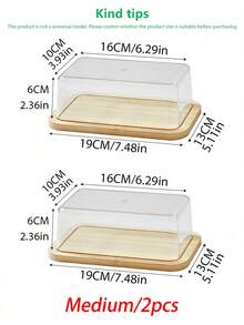 1pc/2pcs Bamboo Butter Dish, Butter Dish With Lid, Butter Box, Cake Box, Small Transparent Box For Storing Butter, Small Cakes, Fruits And Bread In The Kitchen, Exclusive Box For Cheese, Home Decoration, Kitchen Tool, Pre-Meal Preparation, Dining Room Accessory, Refrigerator Organizer. - Transparent - View 16