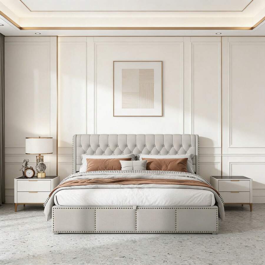 Bed Frames - Gray + Linen + 160cm*200cm - View 1