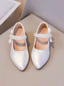 Girls' Princess Style Fashion High Heels, Pearl Decor, Suitable For Dresses, Performances, And Birthday Party - White - View 5