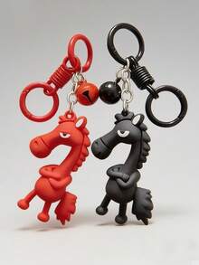 Weicher Gummi Pferde Schlüsselanhänger - leichtes und weiches Material, (schwarz & rot Farbe) süßer kleiner Pferde Schlüsselanhänger - kann an Rucksäcken, Schlüsseln und Autos als Dekoration aufgehängt werden, glücksbringender Pferde Maskottchen für das Jahr des Pferdes, geeignet als Geburtstags-, Valentinstags-, Weihnachtsgeschenk für Freunde - Verschiedenfarbig - Übersicht 10