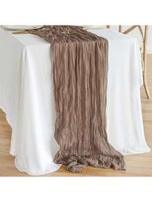 1pc 118 Inch Bohemian Style Gauze Table Runner For Wedding, Baby Shower, Birthday, Party Table Decoration - Brown - View 11