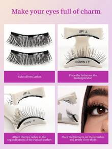 1 Pair Fresh Magnetic Quantum False Eyelashes, Soft & Natural Curling, Easy To Wear Magnetic Lashes - Black - View 10