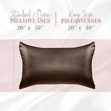 Elegant Comfort - Juego de Funda de Almohada de satén de 2 Piezas para una Piel y Cabello más saludables, Cierre de Cierre Oculto y bellamente empaquetado, Juego de Funda de Almohada de satén, tamaño(Marrón Chocolate King) - Multicolor - Ver 3