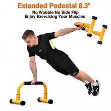 Push Up Bar Parallettes Bars For L-Sit And Dip Heavy-Duty No Wobbling Parallel Bars Stand For Handstands Full Planche Calisthenics 9.5in High Workout Stands For Home Fitness Training - Yellow - View 4