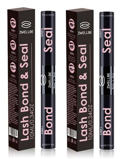  Zwellbe 防水睫毛胶，适用于假睫毛簇，144 小时超强定型，持久不刺激，适合在家 DIY（黑色，10ml）