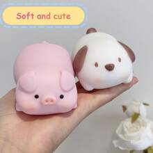 1/2个猫形减压球，适合成人和儿童，猫、小狗、河马、鸭子造型，挤压玩具，动物造型面团球，缓解压力，舒缓感官，可爱迷人，适合派对、复活节、生日和其他场合。 - 彩色 - 查看 4