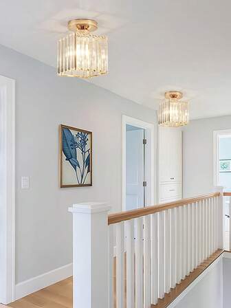 מנורת תקרה קריסטל יוקרתית מודרנית E27 לחדר שינה, מסדרון, כניסה, פינת אוכל, מטבח, מדרגות, חדר אמבטיה, מרפסת