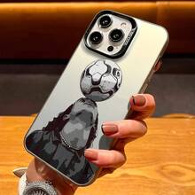 足球主题时尚独特世界杯印花图案手机壳，防震防滑，带独立按键，兼容 17 Pro Max/17/17 Pro/Air、16 Pro Max/16/16 Pro/16 Plus、15/15 Pro Max/15 Pro、11/12/13/14 Pro Max、11 Pro/11 Pro Max、12 Pro/12 Pro Max、13 Pro/13 Pro Max、14 Pro/14 Pro Max，时尚创意 - 黑色 - 查看 4