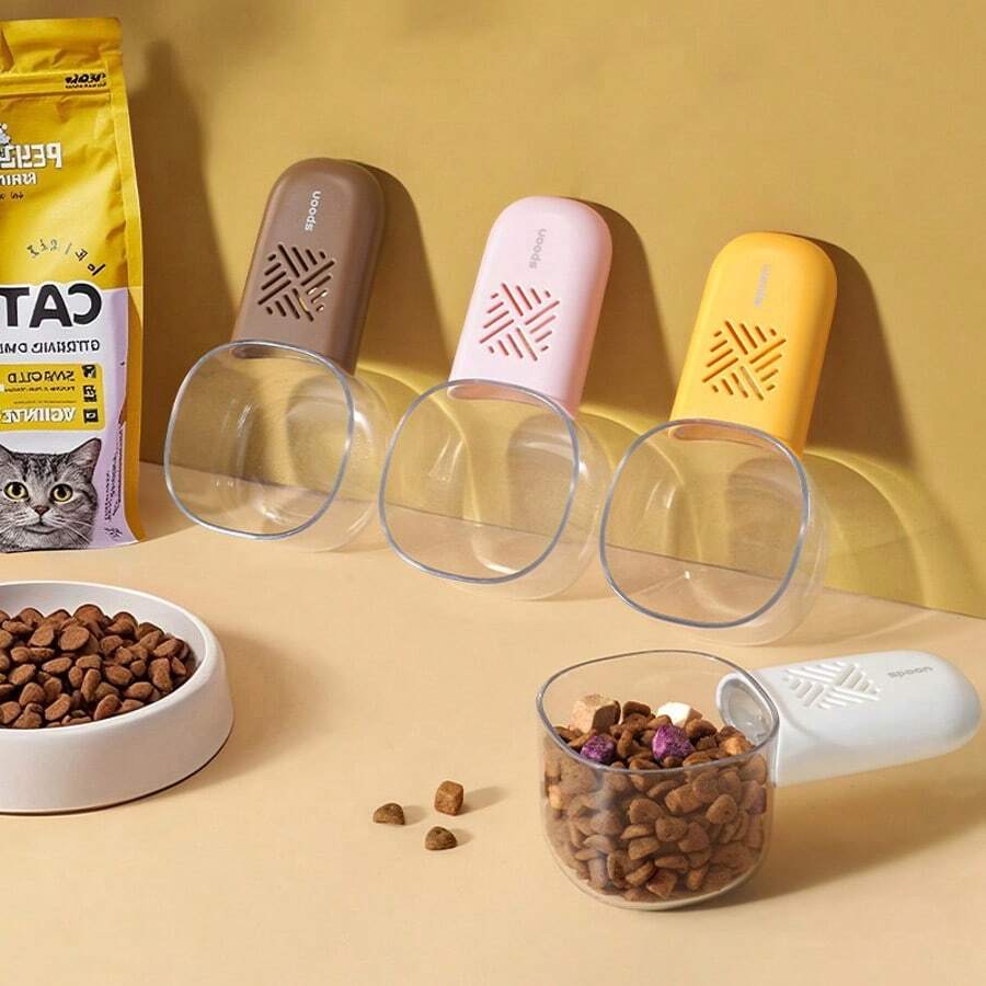 新款多功能宠物食品勺，带刻度，猫狗通用，防潮喂食勺
