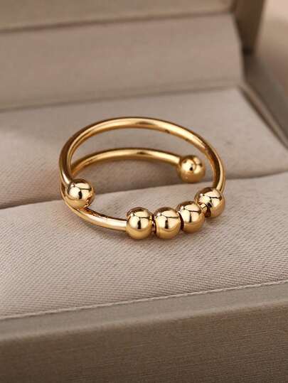 Stainless Steel Beads Ring For Women Aesthetic Wedding Couple Ring 2024 New Vintage Party Jewelry Accessories Gift Free Shipping