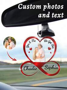 Personalized Infinity Heart Couple Ornament​ – 7cm (2.36in) Heart-Shaped Acrylic Ornament Engraved With Custom Couple Photos, Names (E.G., "Edward & Margaret", "Chadie & Sophia", "Lillie & Jack"), And Romantic Text ("You & Me", "We Got This"). Features A Red Infinity Symbol, Silver Chain, And Glossy Finish. - Multicolor 2 - View 8