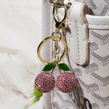 1 Creative And Cute Fruit Diamond-Encrussed Cherry Women's Bag Keychain, Exquisite Car Keychain Pendant - Đỏ - Xem 5