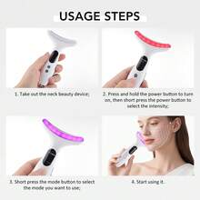 Hailicare 7 LED Colors Photon Therapy Neck Face Lifting Massager Heating Vibration Face Beauty Device Skin Tightening Facial Lift Device Reduce Double Chin Portable Facial Massager For Skin Care
