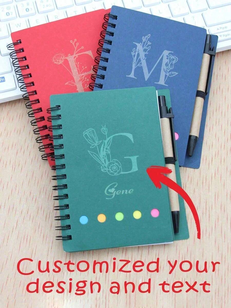 Customized Text And Personalized Design Pocket Notebook & Memo Pad Set, Suitable For Work, Home Messages, Study Marking, Index Bookmarks, Office & School Supplies, Stationery Prizes, Back To School Gifts - Multicolor - View 1