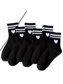 4双女士随机蝴蝶结短袜，薄款中筒袜，透气吸湿，黑白配色，百搭 - 彩色 - 查看 2