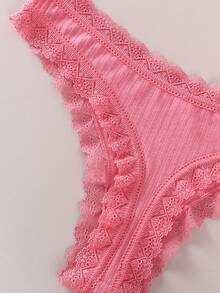 6pcs/Pack Women's Lace Thong Panties, Mid-Waist Versatile Underwear - Multicolor - View 6