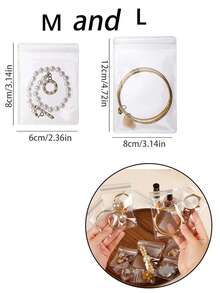 20个珠宝收纳袋，加厚PVC透明珠宝密封袋，防氧化便携包装袋，用于金银首饰分离，返校