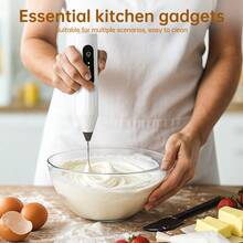 Rechargeable HandHeld Milk Frother Blender Portable Electric Whisk Coffee Frother 3-Speed Milk Frother Beverage Mixer For Matcha Cappuccino Egg,304 Stainless Steel, Portable Mini Whisk & Blender, Ideal Gift! - White - View 7