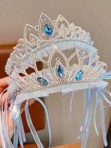 1pc Princess Headband, Children's Day Princess Headdress, Crown Hair Clip Headband, Suitable For Role Play, Party Costume Prop - Blue - View 4