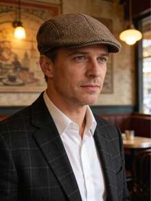 1pc Men's Fashionable Beret Hat, Autumn/Winter Wool Felt Cap, Middle-Aged & Elderly Warm Forward Hat, Elderly Baseball Cap, Thick Beret - Multicolor - View 2