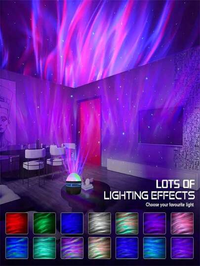 1pc LED Northern Lights Aurora Lamp, Starry Sky Atmosphere Light, Multi-Color Pattern, Some With Remote Control, Galaxy Star Projector, Bedroom Night Light Projector, Home Cinema, Ceiling, Gift Decor, Holiday Gift, Camping, Wedding Decor, Romantic Ambient Night Light, Room Decor, Valentine's Day Gift