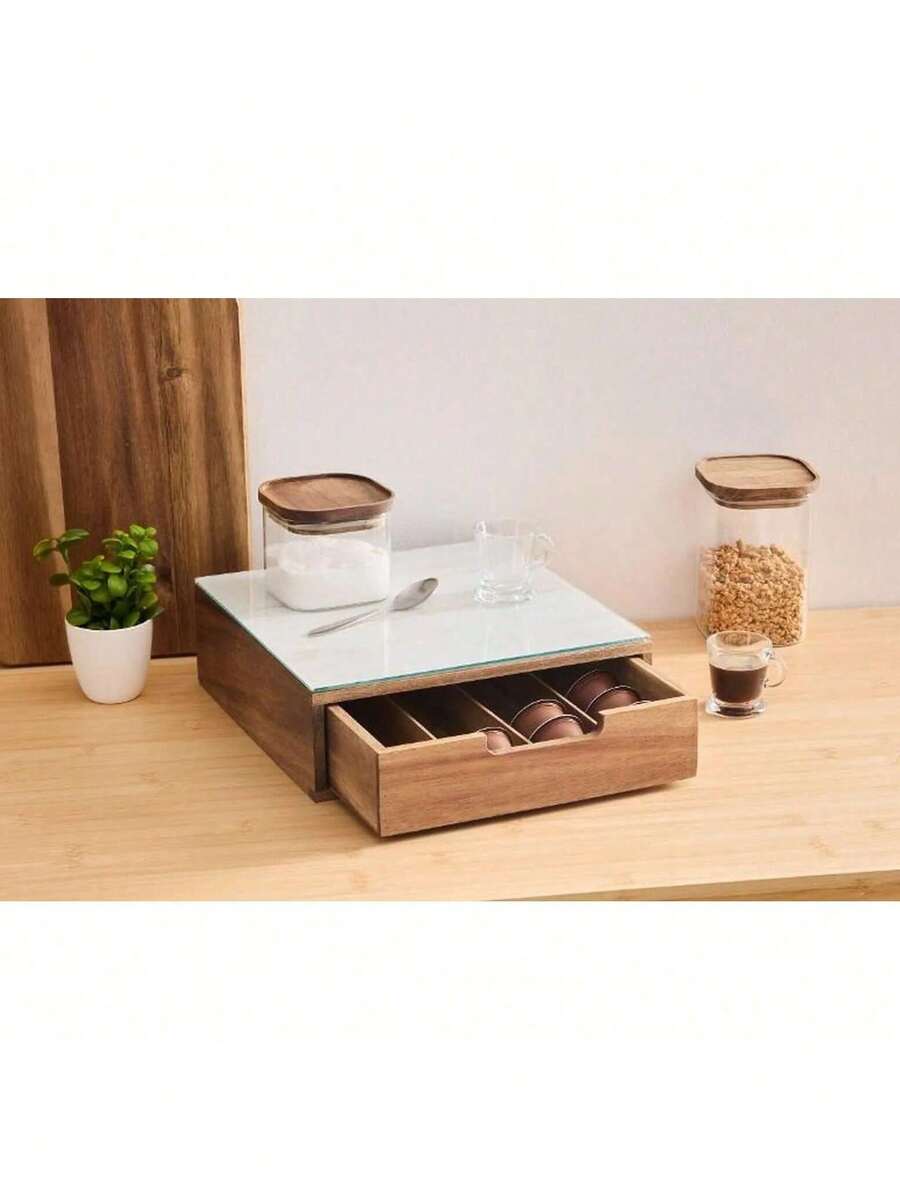 CLICKYA - Cajón para cápsulas de café (bambú)30X30X10CM - Blanco - Ver 1