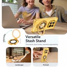 1pc Folding Bracket Phone Case/Bracket Phone Case, Electroplated Four-Corner Anti-Drop New Phone Case Compatible With Apple 17 ProMax/16 ProMax/15/14 Pro/13/12/11/XR/XS Max/8, Galaxy S25 Series, S24 Series, S23 Series, S22 Series, A05, A35, A55 Protective Cover