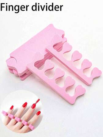 20pcs (10 Pairs) Pink Finger Separators, Nail Art Tool Finger Toe Divider Nail Polish Holder, Salon Care, Manicure/Pedicure Tool, With Heart-Shaped Cutout - Soft Gel/LED Light Nail And Foot Care Tool, Easy To Store