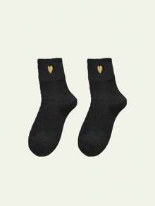 1/5 Pairs Women's Cute Heart Pattern Mid-Calf Socks Soft Comfortable Daily Wear Socks - Multicolor - View 7