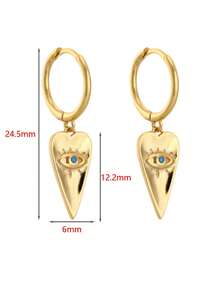 1 Pair Luxury Charm Spike Heart Devil's Eye Earrings, Unique Creative Versatile Gift For Women - Golden Yellow & Silver - View 2
