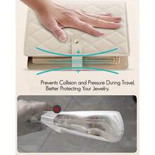 BOOVO 1 Stück Samt Schmuckaufbewahrungstasche mit 5 verstellbaren Reißverschluss-Fächern, geeignet für Halsketten, Ohrringe, Armbänder, Luxusschmuck, unverzichtbar für Frauen unterwegs - Verschiedenfarbig - Übersicht 3