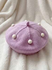 1顶婴儿贝雷帽，幼儿针织画家帽，多功能女童针织帽 - 彩色 - 查看 14