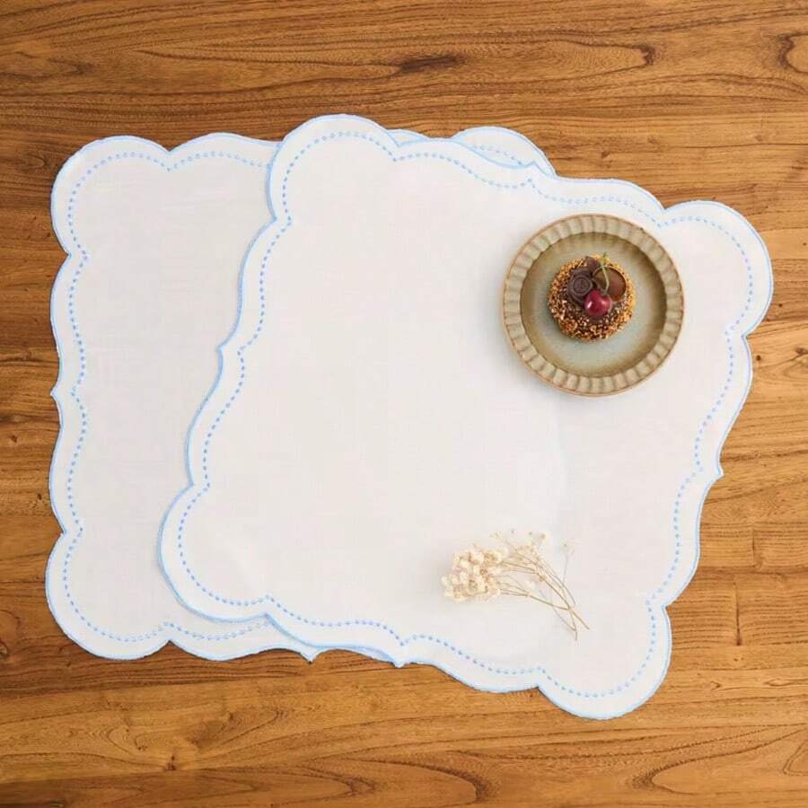 1/2/4pcs Minimalist Linen Coasters, Suitable For Cafe, Party, Restaurant, Embroidered Placemats - Multicolor - View 1