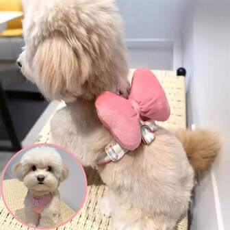 3-In-1 Bow Tie Design Harness, Suitable For Poodle And Teddy Dogs, Comes With 1.5m/58.5in Leash