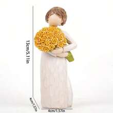 MINGZHANG 1-Piece Resin "Flower-Bearing Figurine" - Intricate Yellow Rose Bouquet Details, Textured Gown Finish, Gentle Home Decor (Warm Sentimental Style),Suitable For Living Room Decoration, Christmas Home Decoration, Adornos Para La Casa,Gifts For Mom - 彩色 - 查看 4