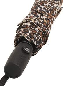 Compact Folding Umbrella, 8 Ribs, Fashionable Leopard Print Design, Durable Iron Frame And Silicone Handle, Fully Automatic Umbrella For Sunny And Rainy Days - Multicolor - View 5