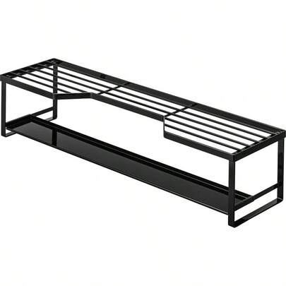 山コンロ奥ラック 排気口カバー付 60cmコンロ用 ブラック 約W70XD18XH15cm タワー tower スライド式 排気口カバー 棚付き 5269