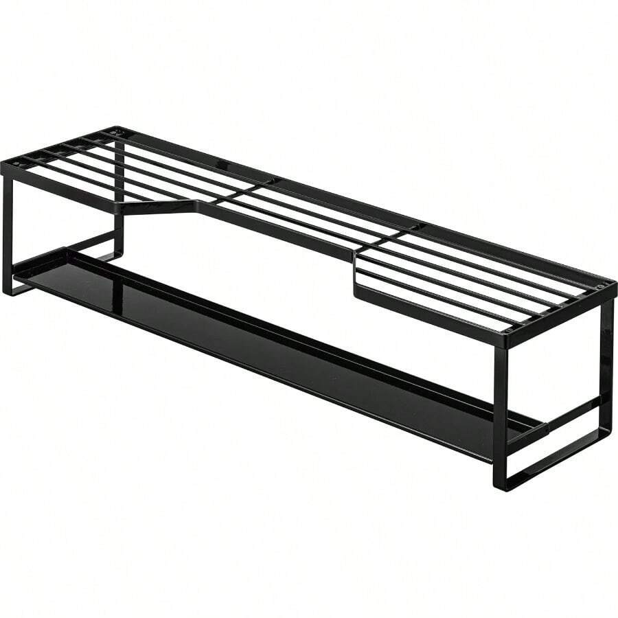 山コンロ奥ラック 排気口カバー付 60cmコンロ用 ブラック 約W70XD18XH15cm タワー tower スライド式 排気口カバー 棚付き 5269 - ブラック - チェックする 1