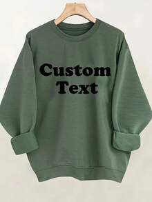 2026 Long Sleeve Tops Women Custom Ladies Personalized Text Hoodie - Soft Olive Green Round Neck Pullover Sweatshirt, Machine Washable Four Seasons Casual Long Sleeve With Custom Letter Design, Comfortable Casual Clothing And Custom Clothing Gifts, Cheap Wear Geometric Print Breathable Material, High Quality Sewing, Neutral Style Suitable For Street Style Enthusiasts Loose And Comfortable Winter Clothes For Women Plus Size Women Clothes - 白色 - 查看 7
