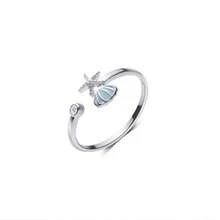 Anillo abierto de concha de estrella de mar simple estilo coreano - platino - Ver 7