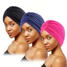 1 pieza Pañuelo para la cabeza de mujer, Estilo Turbante (Color Aleatorio) Gorro para Dormir - Multicolor - Ver 4